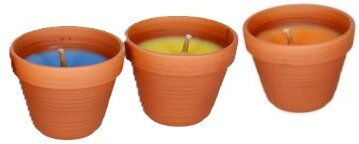 Citronella-Kerzen im Tontopf (3er-Pack)