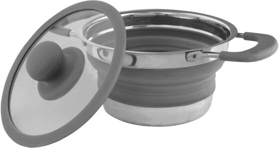 Eurotrail faltbarer Topf mit Deckel 22 cm grau 2-teilig 