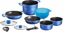 Brunner Topfset Skipper 9+1, blau, Aluminium, antihaftbeschichtet, stapelba