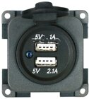 USB-Doppelladesteckdose 5V/1A + 5V/2,1A