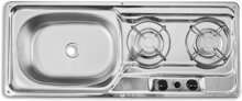 Edelstahl Sple-Kocher-Kombi - 2-Flamm - 30 mbar