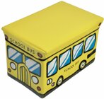 Tritthocker und Aufbewahrungsbox, Polsterhocker  -  Motiv Schulbus