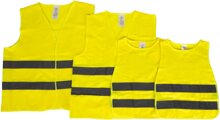 Warnwesten Set gelb, 2x Erwachsene (1x XL/1x XXL) + 2x Kinder